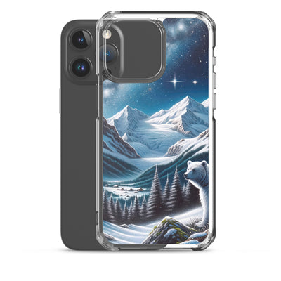 Sternennacht und Eisbär: Acrylgemälde mit Milchstraße, Alpen und schneebedeckte Gipfel - iPhone Schutzhülle (durchsichtig) camping xxx yyy zzz