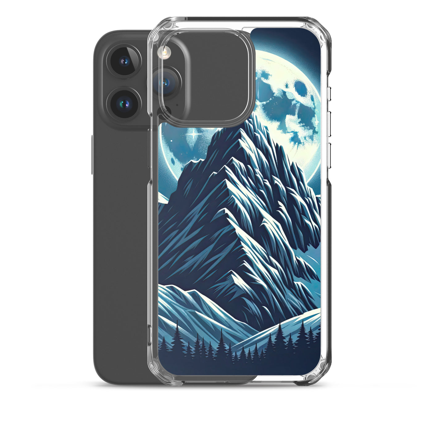 Mondnacht und Gipfelkreuz in den Alpen, glitzernde Schneegipfel - iPhone Schutzhülle (durchsichtig) berge xxx yyy zzz