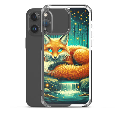 Bezaubernder Fuchs auf erleuchteter mystischer Waldlichtung - iPhone Schutzhülle (durchsichtig) camping xxx yyy zzz