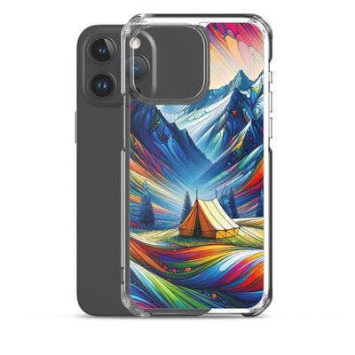 Surreale Alpen in abstrakten Farben, dynamische Formen der Landschaft - iPhone Schutzhülle (durchsichtig) camping xxx yyy zzz