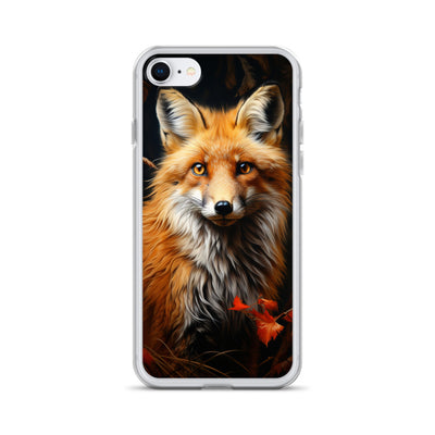 Fuchs Porträt und Herbstblätter - Malerei - iPhone Schutzhülle (durchsichtig) camping xxx iPhone 7 8