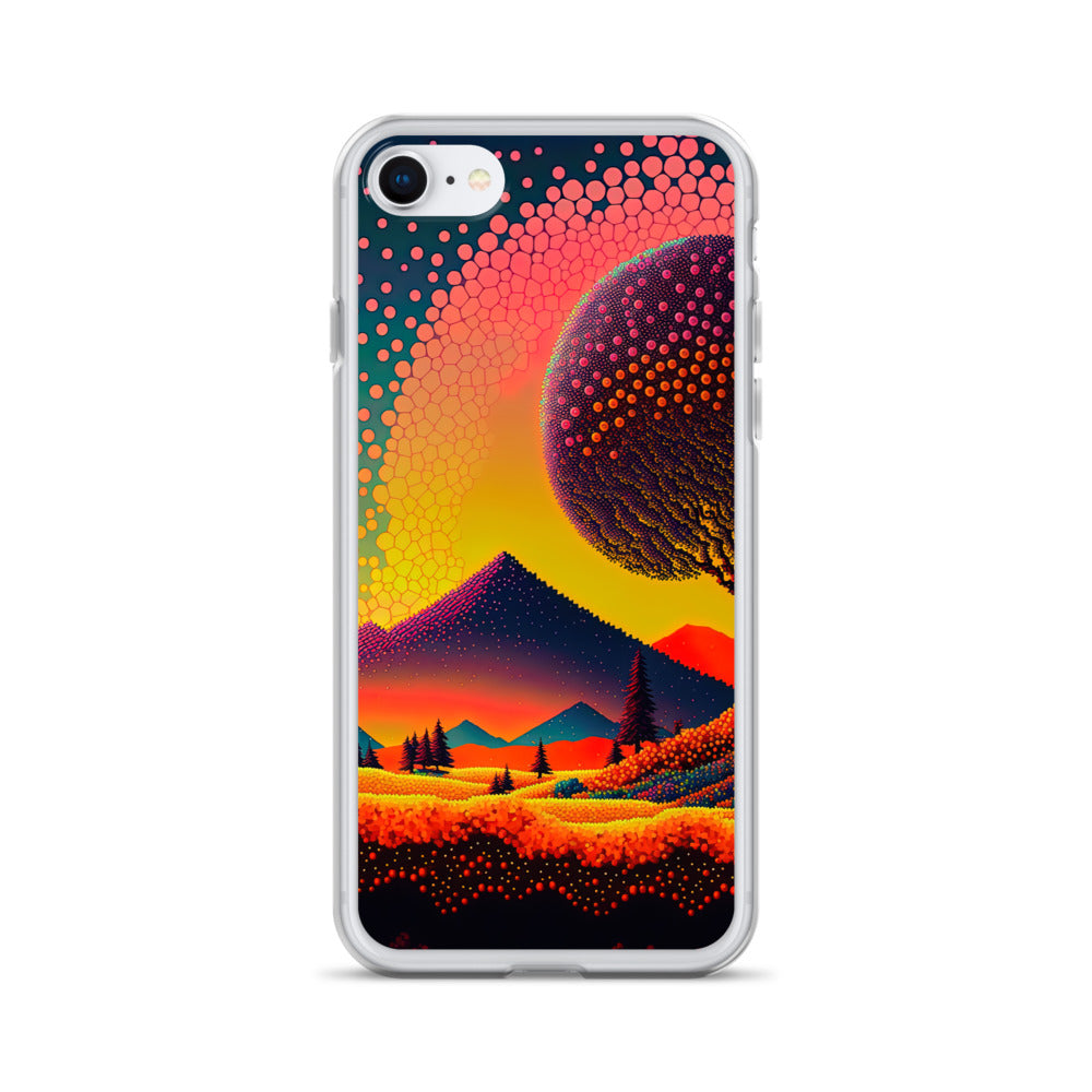 Berge und warme Farben - Punktkunst - iPhone Schutzhülle (durchsichtig) berge xxx iPhone 7 8