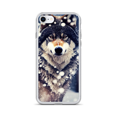 Wolf im Schnee - Episches Foto - iPhone Schutzhülle (durchsichtig) camping xxx iPhone 7 8