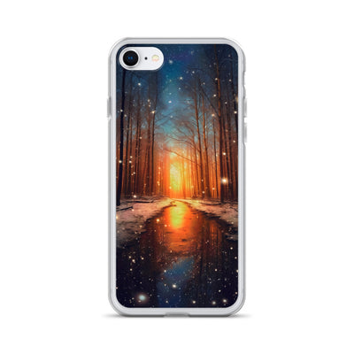 Bäume im Winter, Schnee, Sonnenaufgang und Fluss - iPhone Schutzhülle (durchsichtig) camping xxx iPhone 7 8