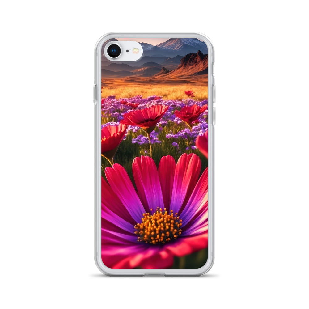 Wünderschöne Blumen und Berge im Hintergrund - iPhone Schutzhülle (durchsichtig) berge xxx iPhone 7 8