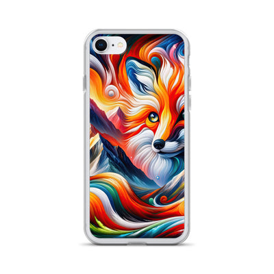 Abstrakte Kunst der Alpen voller lebendiger Farben und dynamischer Bewegung. Es dominiert ein farbiger Fuchs - iPhone Schutzhülle (durchsichtig) camping xxx yyy zzz iPhone 7 8