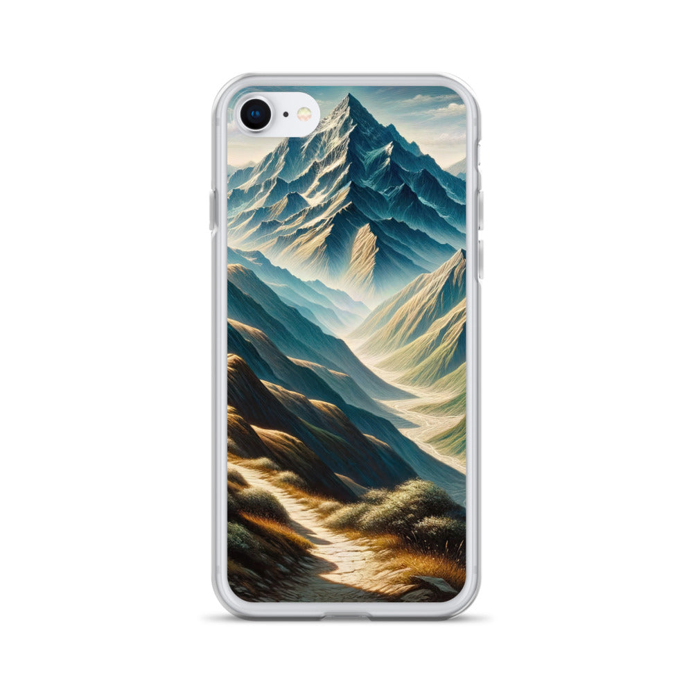 Berglandschaft: Acrylgemälde mit hervorgehobenem Pfad - iPhone Schutzhülle (durchsichtig) berge xxx yyy zzz iPhone 7 8