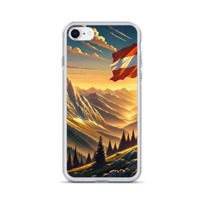 Ruhiger Alpenabend mit österreichischer Flagge und goldenem Sonnenuntergang - iPhone Schutzhülle (durchsichtig) berge xxx yyy zzz iPhone 7 8