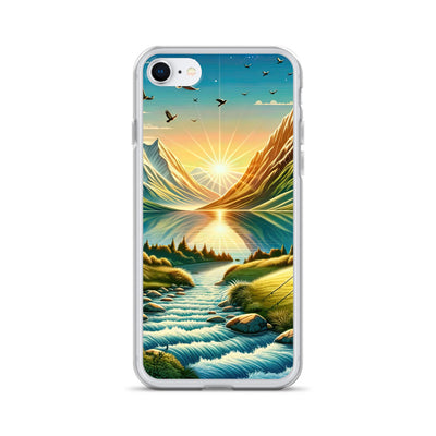 Zelt im Alpenmorgen mit goldenem Licht, Schneebergen und unberührten Seen - iPhone Schutzhülle (durchsichtig) berge xxx yyy zzz iPhone 7 8