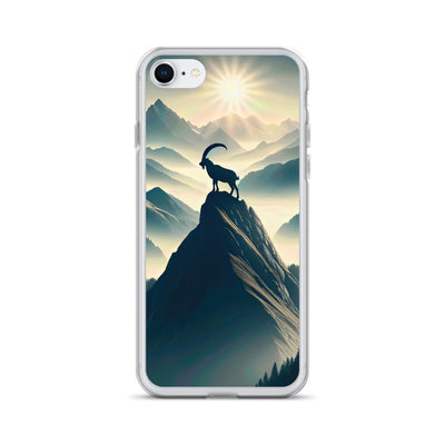 Morgendlicher Steinbock auf Alpengipfel, steile Berghänge - iPhone Schutzhülle (durchsichtig) berge xxx yyy zzz iPhone 7 8
