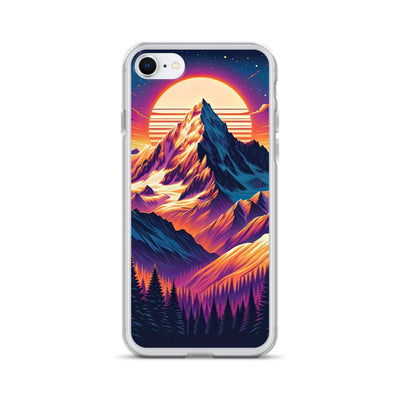 Lebendiger Alpen-Sonnenuntergang, schneebedeckte Gipfel in warmen Tönen - iPhone Schutzhülle (durchsichtig) berge xxx yyy zzz iPhone 7 8