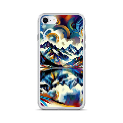Alpensee im Zentrum eines abstrakt-expressionistischen Alpen-Kunstwerks - iPhone Schutzhülle (durchsichtig) berge xxx yyy zzz iPhone 7 8