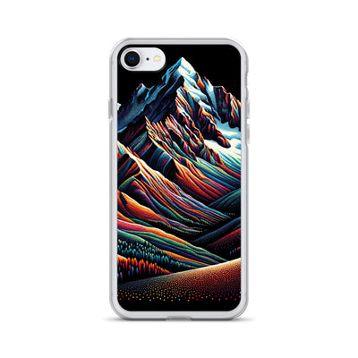 Pointillistische Darstellung der Alpen, Farbpunkte formen die Landschaft - iPhone Schutzhülle (durchsichtig) berge xxx yyy zzz iPhone 7 8