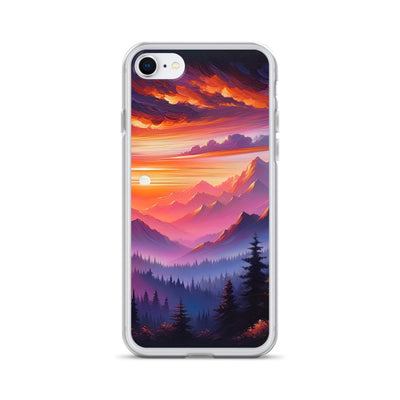 Ölgemälde der Alpenlandschaft im ätherischen Sonnenuntergang, himmlische Farbtöne - iPhone Schutzhülle (durchsichtig) berge xxx yyy zzz iPhone 7 8