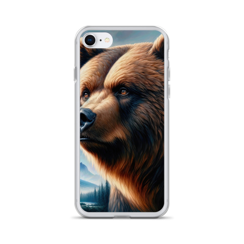 Ölgemälde, das das Gesicht eines starken realistischen Bären einfängt. Porträt - iPhone Schutzhülle (durchsichtig) camping xxx yyy zzz iPhone 7 8