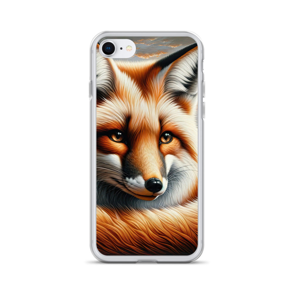 Ölgemälde eines nachdenklichen Fuchses mit weisem Blick - iPhone Schutzhülle (durchsichtig) camping xxx yyy zzz iPhone 7 8