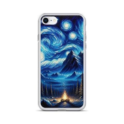 Sternennacht-Stil Ölgemälde der Alpen, himmlische Wirbelmuster - iPhone Schutzhülle (durchsichtig) berge xxx yyy zzz iPhone 7 8