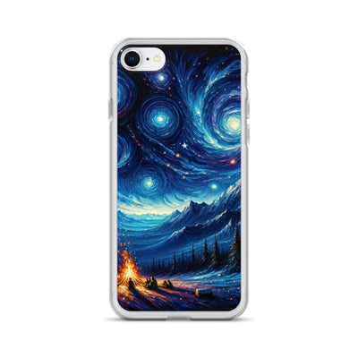 Sternennacht über den Alpen inspiriertes Ölgemälde, mystischer Nachthimmel in Blau - iPhone Schutzhülle (durchsichtig) camping xxx yyy zzz iPhone 7 8