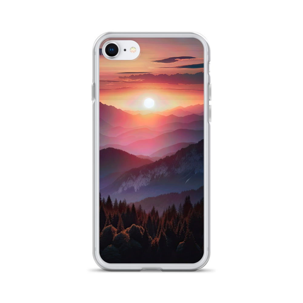 Foto der Alpenwildnis beim Sonnenuntergang, Himmel in warmen Orange-Tönen - iPhone Schutzhülle (durchsichtig) berge xxx yyy zzz iPhone 7 8