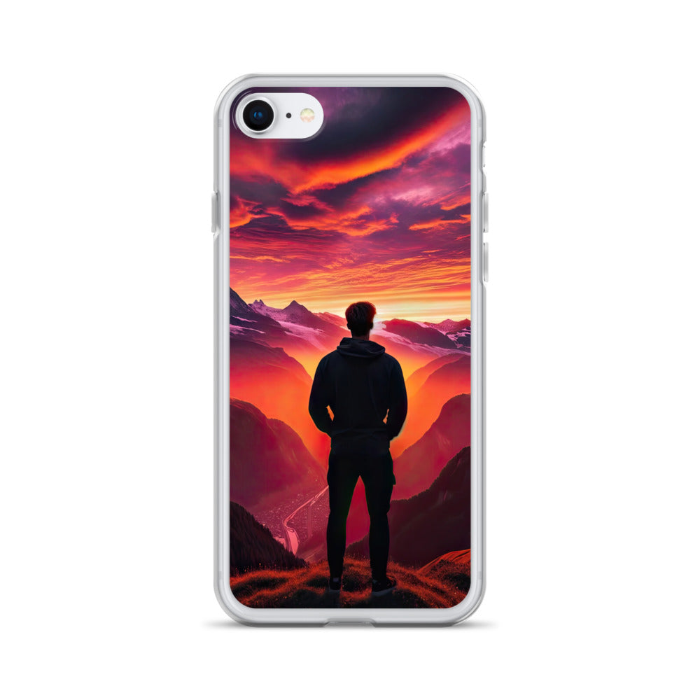 Foto der Schweizer Alpen im Sonnenuntergang, Himmel in surreal glänzenden Farbtönen - iPhone Schutzhülle (durchsichtig) wandern xxx yyy zzz iPhone 7 8