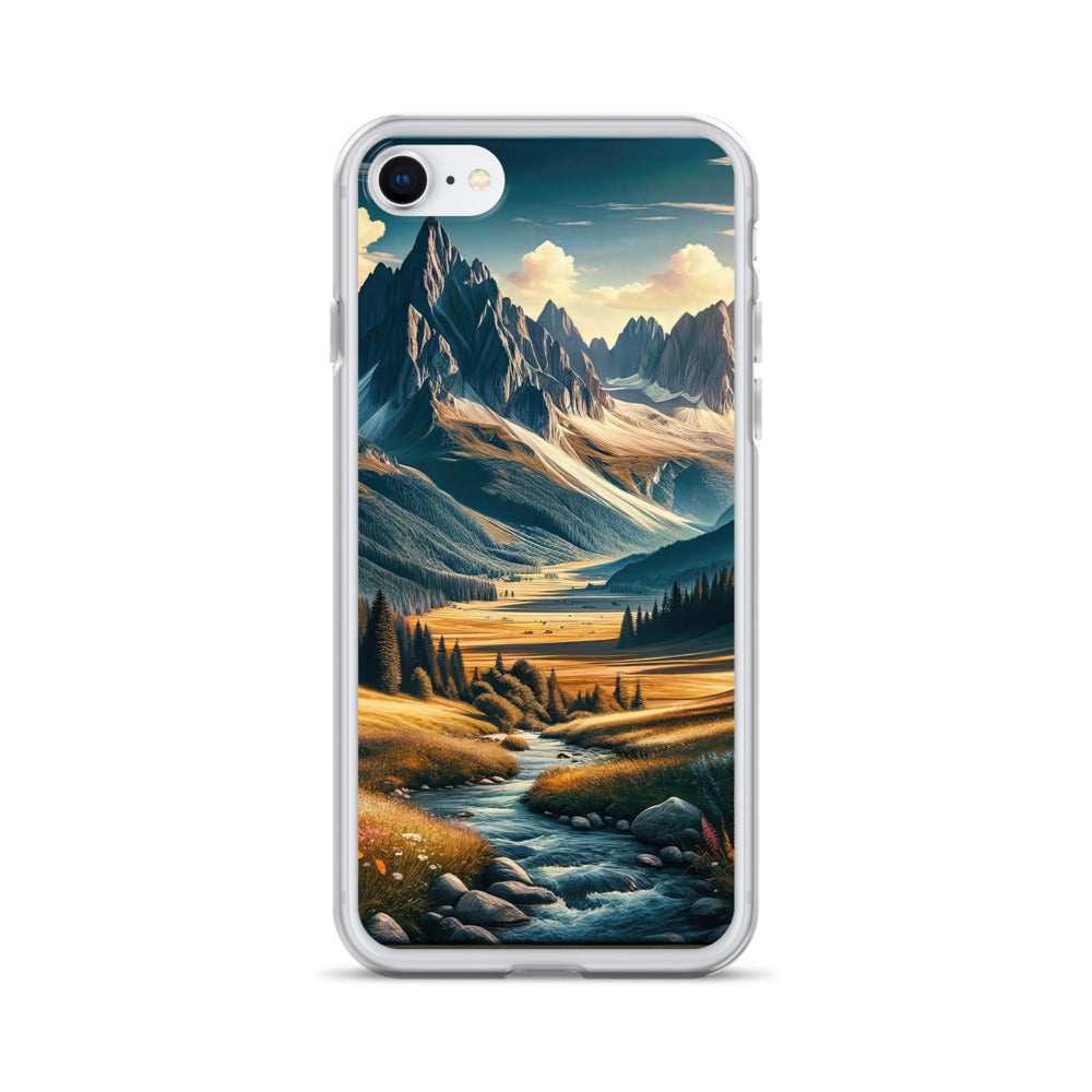 Quadratisches Kunstwerk der Alpen, majestätische Berge unter goldener Sonne - iPhone Schutzhülle (durchsichtig) berge xxx yyy zzz iPhone 7 8