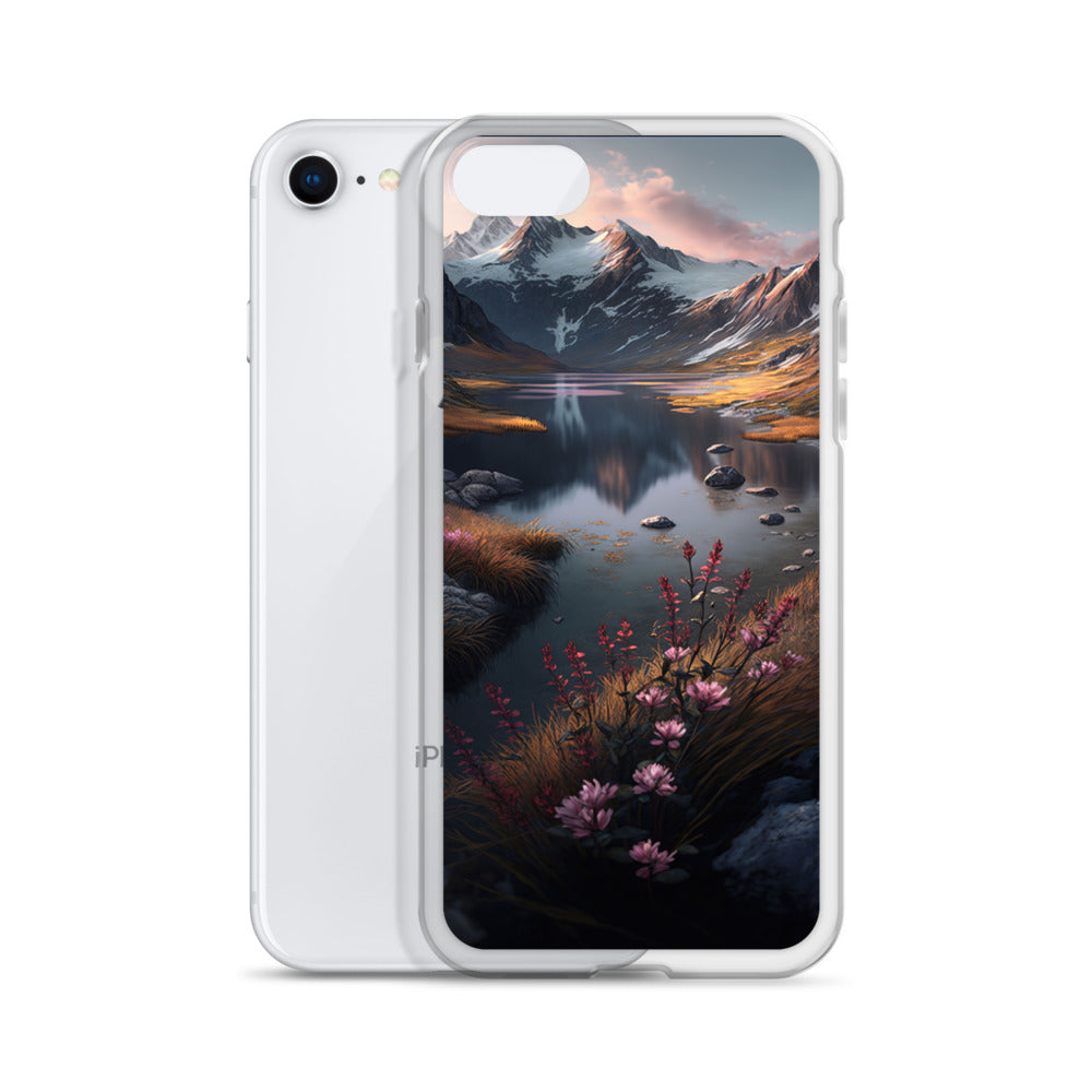 Berge, Bergsee und Blumen - iPhone Schutzhülle (durchsichtig) berge xxx