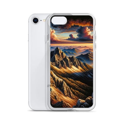 Alpen in Abenddämmerung: Acrylgemälde mit beleuchteten Berggipfeln - iPhone Schutzhülle (durchsichtig) berge xxx yyy zzz