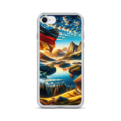 Alpen Gebirge im Morgenlicht: Kunstwerk mit Deutsche Flagge - iPhone Schutzhülle (durchsichtig) berge xxx yyy zzz iPhone SE