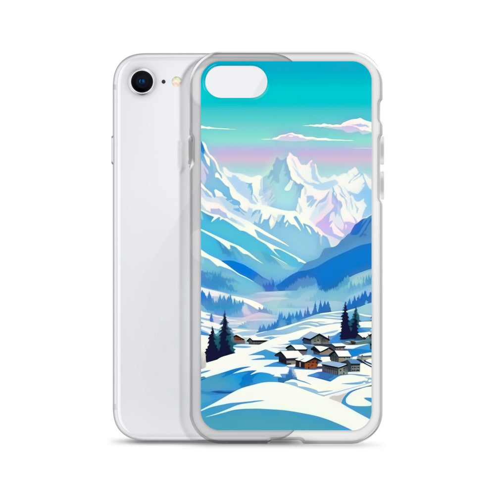 Berge und Schnee - Landschaft - iPhone Schutzhülle (durchsichtig) ski xxx