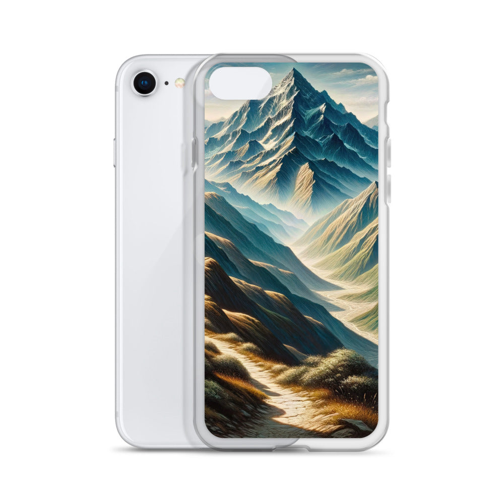 Berglandschaft: Acrylgemälde mit hervorgehobenem Pfad - iPhone Schutzhülle (durchsichtig) berge xxx yyy zzz