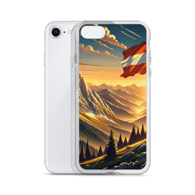 Ruhiger Alpenabend mit österreichischer Flagge und goldenem Sonnenuntergang - iPhone Schutzhülle (durchsichtig) berge xxx yyy zzz