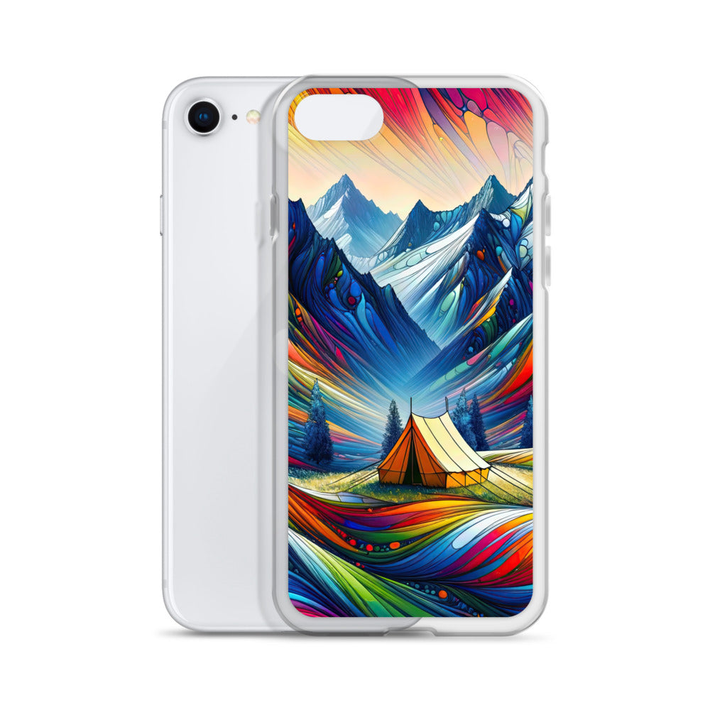 Surreale Alpen in abstrakten Farben, dynamische Formen der Landschaft - iPhone Schutzhülle (durchsichtig) camping xxx yyy zzz