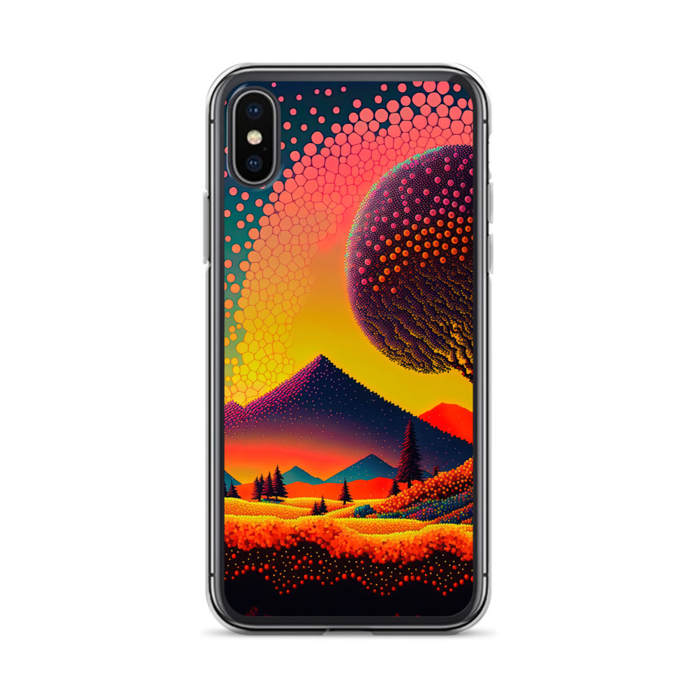 Berge und warme Farben - Punktkunst - iPhone Schutzhülle (durchsichtig) berge xxx iPhone X XS