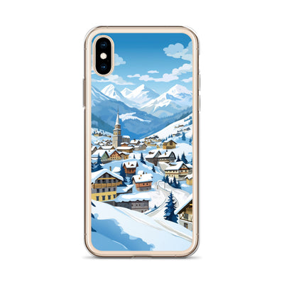 Kitzbühl - Berge und Schnee - Landschaftsmalerei - iPhone Schutzhülle (durchsichtig) ski xxx