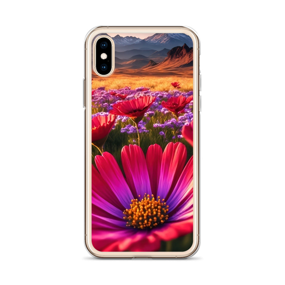 Wünderschöne Blumen und Berge im Hintergrund - iPhone Schutzhülle (durchsichtig) berge xxx