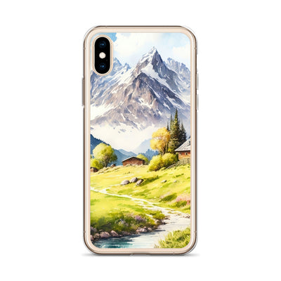 Epische Berge und Berghütte - Landschaftsmalerei - iPhone Schutzhülle (durchsichtig) berge xxx