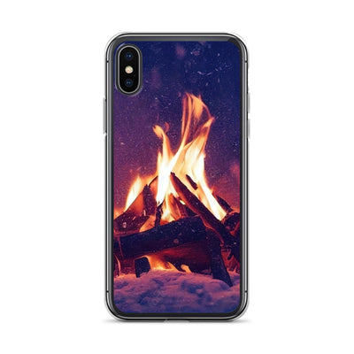 Lagerfeuer im Winter - Campingtrip Foto - iPhone Schutzhülle (durchsichtig) camping xxx iPhone X XS