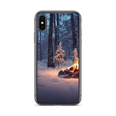 Lagerfeuer im Winter - Camping Foto - iPhone Schutzhülle (durchsichtig) camping xxx iPhone X XS