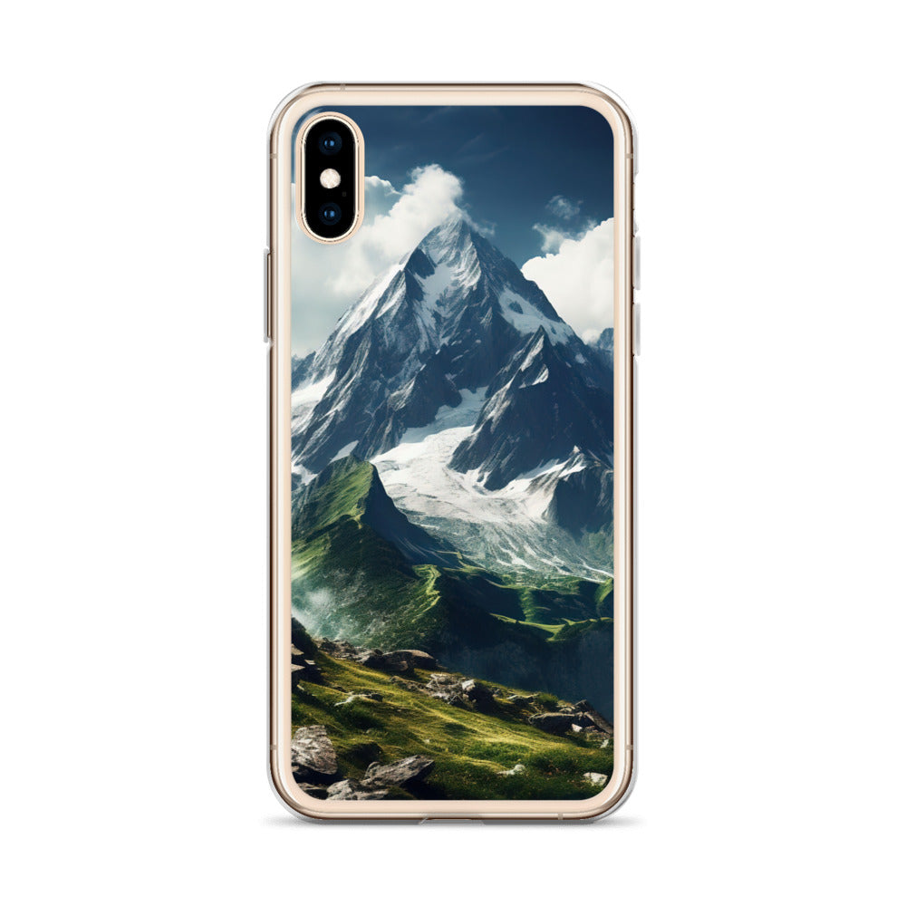 Gigantischer Berg - Landschaftsmalerei - iPhone Schutzhülle (durchsichtig) berge xxx