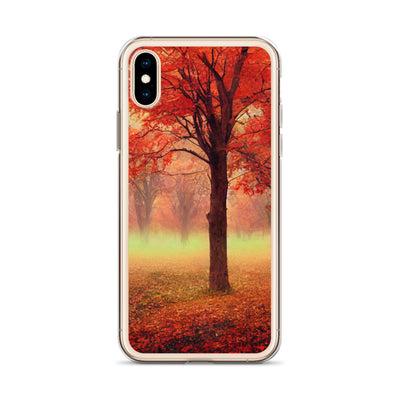 Wald im Herbst - Rote Herbstblätter - iPhone Schutzhülle (durchsichtig) camping xxx