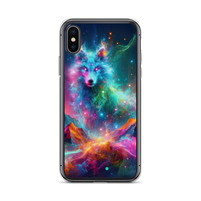 Alpen und Wolf: Lebendige Farben und schimmernde Lichtpartikel (AN) - iPhone Schutzhülle (durchsichtig) xxx yyy zzz iPhone X XS