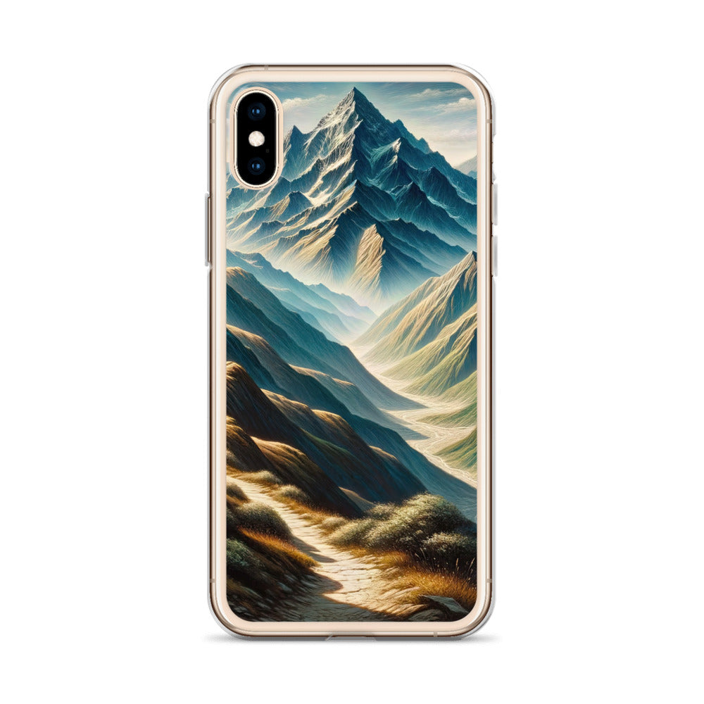 Berglandschaft: Acrylgemälde mit hervorgehobenem Pfad - iPhone Schutzhülle (durchsichtig) berge xxx yyy zzz