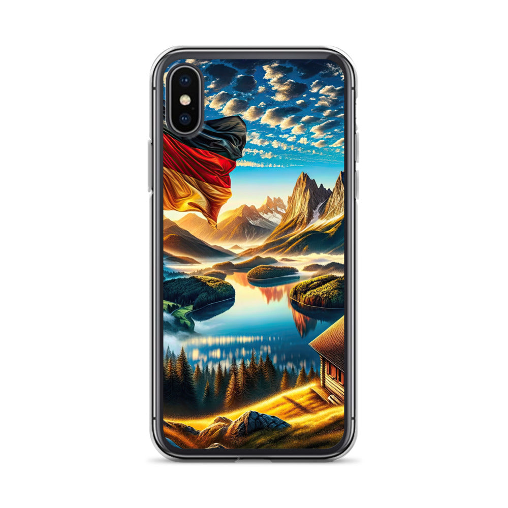 Alpen Gebirge im Morgenlicht: Kunstwerk mit Deutsche Flagge - iPhone Schutzhülle (durchsichtig) berge xxx yyy zzz iPhone X XS