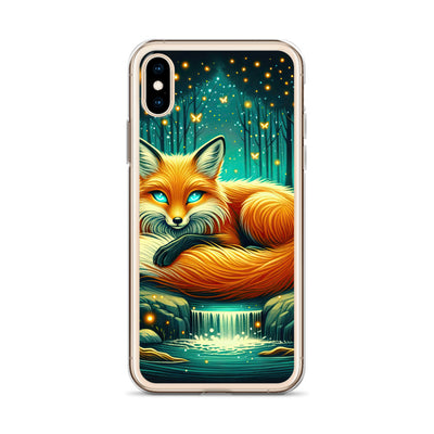 Bezaubernder Fuchs auf erleuchteter mystischer Waldlichtung - iPhone Schutzhülle (durchsichtig) camping xxx yyy zzz