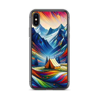 Surreale Alpen in abstrakten Farben, dynamische Formen der Landschaft - iPhone Schutzhülle (durchsichtig) camping xxx yyy zzz iPhone X XS