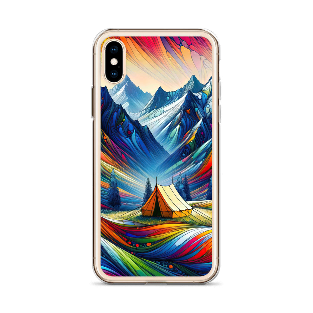 Surreale Alpen in abstrakten Farben, dynamische Formen der Landschaft - iPhone Schutzhülle (durchsichtig) camping xxx yyy zzz