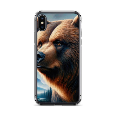 Ölgemälde, das das Gesicht eines starken realistischen Bären einfängt. Porträt - iPhone Schutzhülle (durchsichtig) camping xxx yyy zzz iPhone X XS