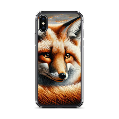 Ölgemälde eines nachdenklichen Fuchses mit weisem Blick - iPhone Schutzhülle (durchsichtig) camping xxx yyy zzz iPhone X XS