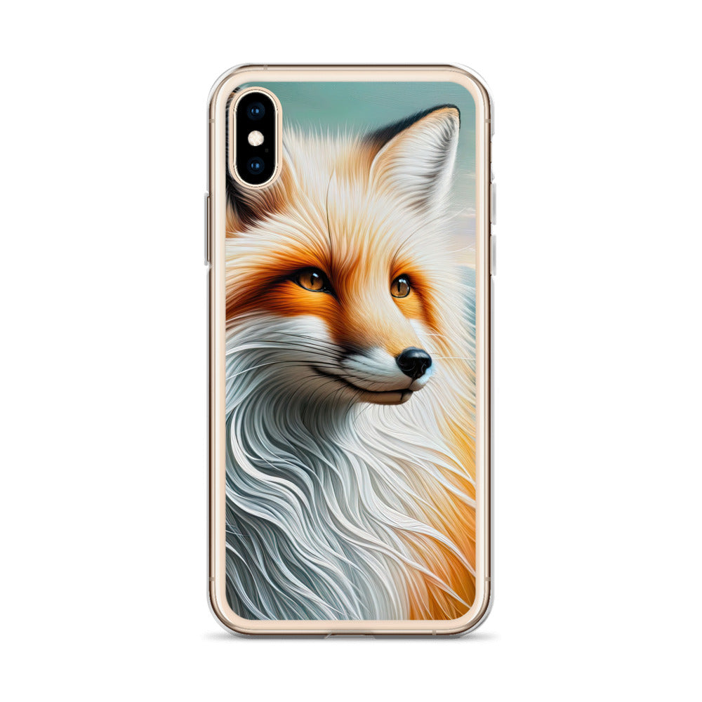 Ölgemälde eines anmutigen, intelligent blickenden Fuchses in Orange-Weiß - iPhone Schutzhülle (durchsichtig) camping xxx yyy zzz