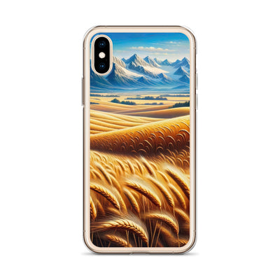 Ölgemälde eines weiten bayerischen Weizenfeldes, golden im Wind (TR) - iPhone Schutzhülle (durchsichtig) xxx yyy zzz